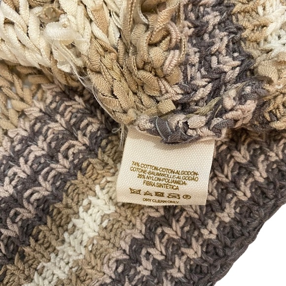 Free People Taupe Beige Gray Ivory Striped Open Loose Knit Sweater, Size Small - Picture 9 of 11